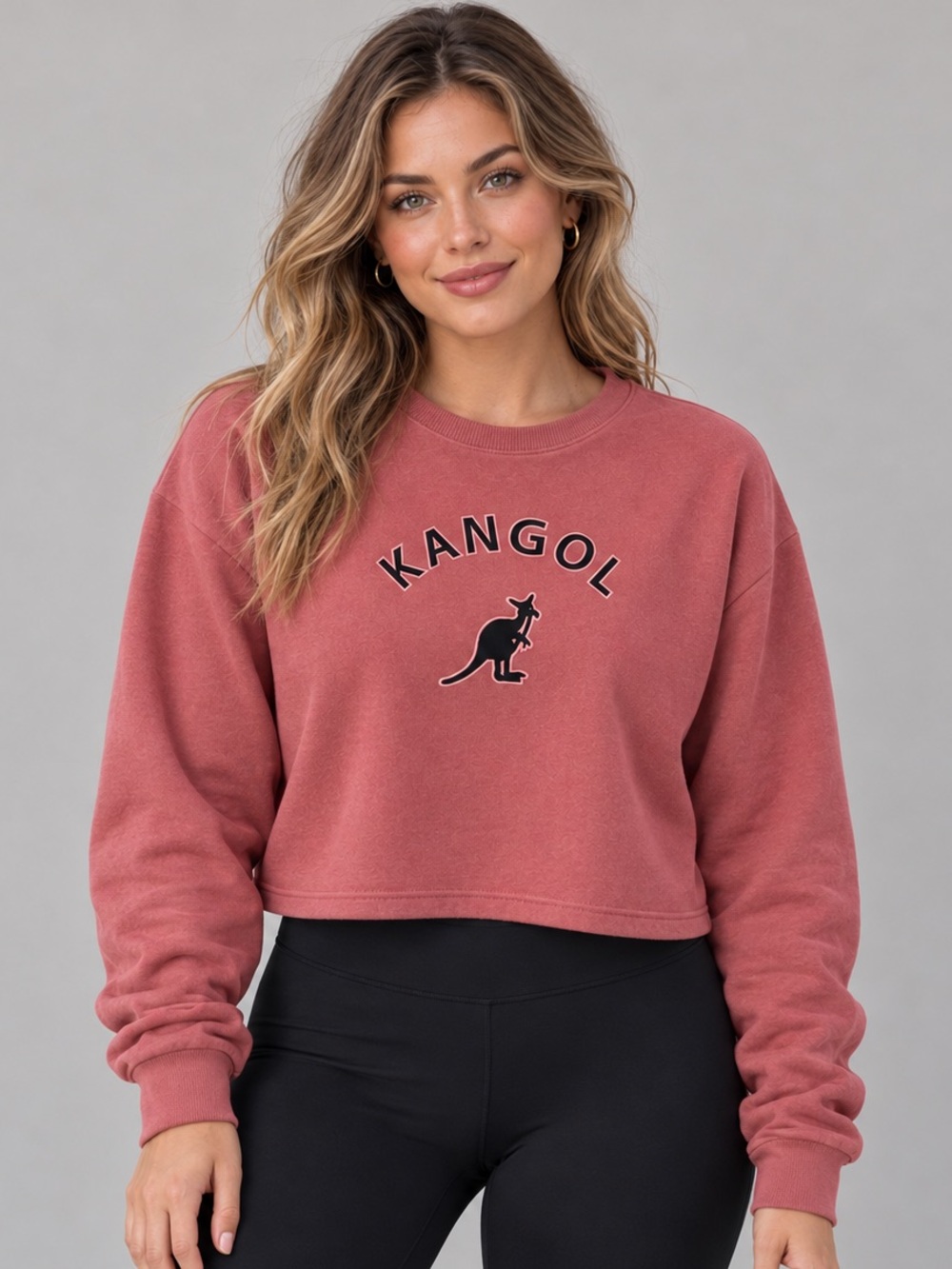 Kangol Women’s Dusty Rose Cropped Logo Sweatshirt Size L